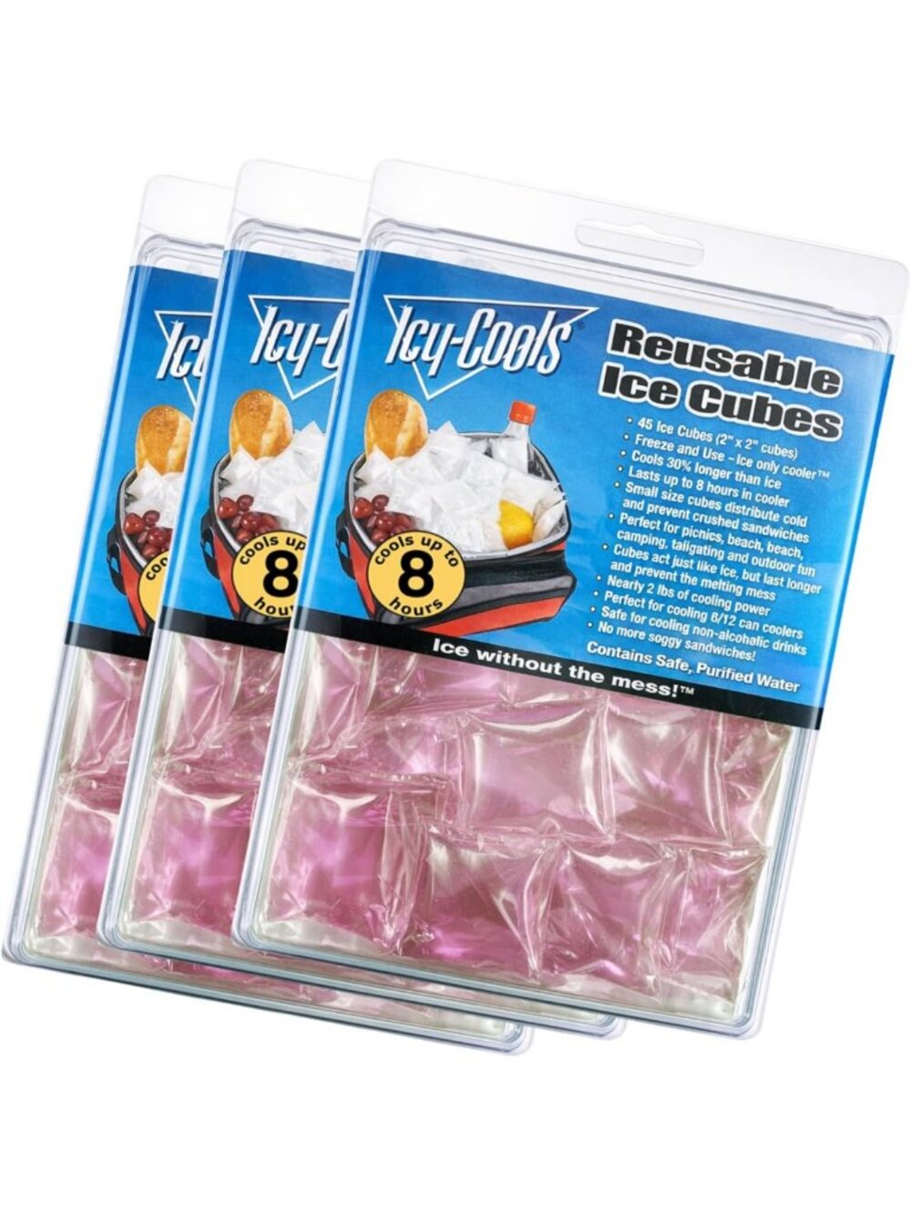 Reusable Ice Cubes for Drinks & Coolers - 135 Mess-Free, Non-Melting, Pink